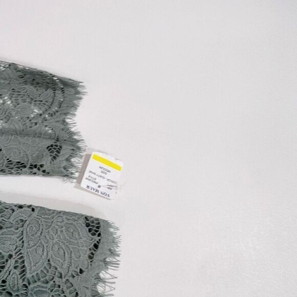 Chance Or Fate Blouse Womens Medium Green Floral Lace Mock Neck Long Sleeve NEW - Picture 5 of 13